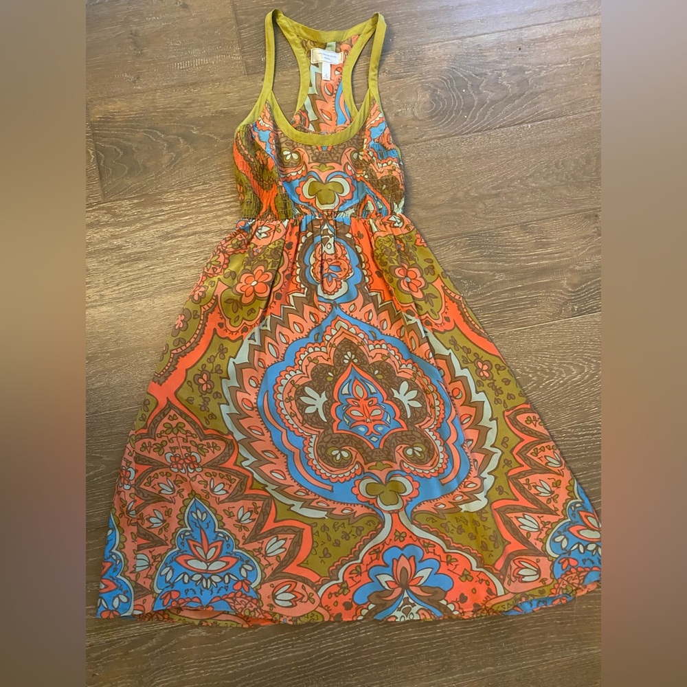New Anthropologie Moulinette Soeurs Silk Retro Vintage Racerback Paisley Dress 6